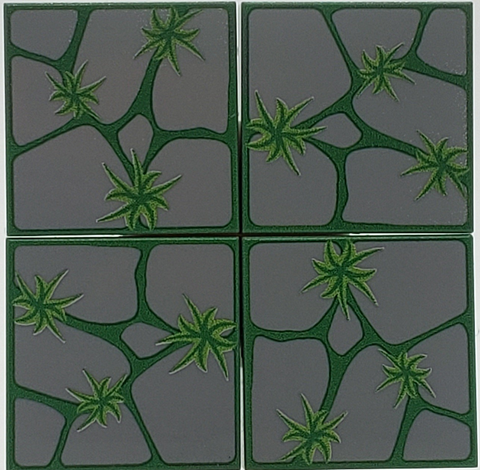 Cobblestone Tile 10 Pack - Light Grey Stone with Grass